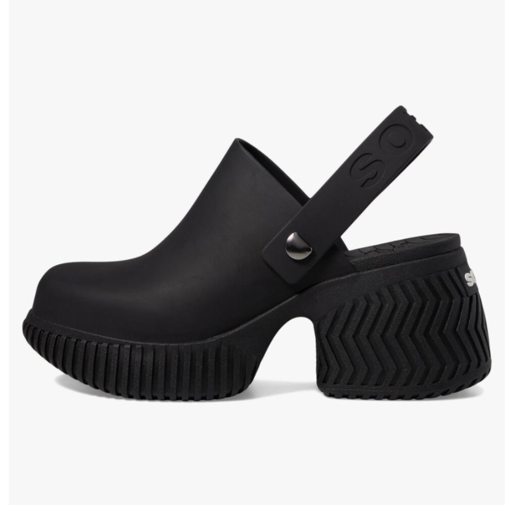Sorel Black Platform Mule Clogs with Back Strap